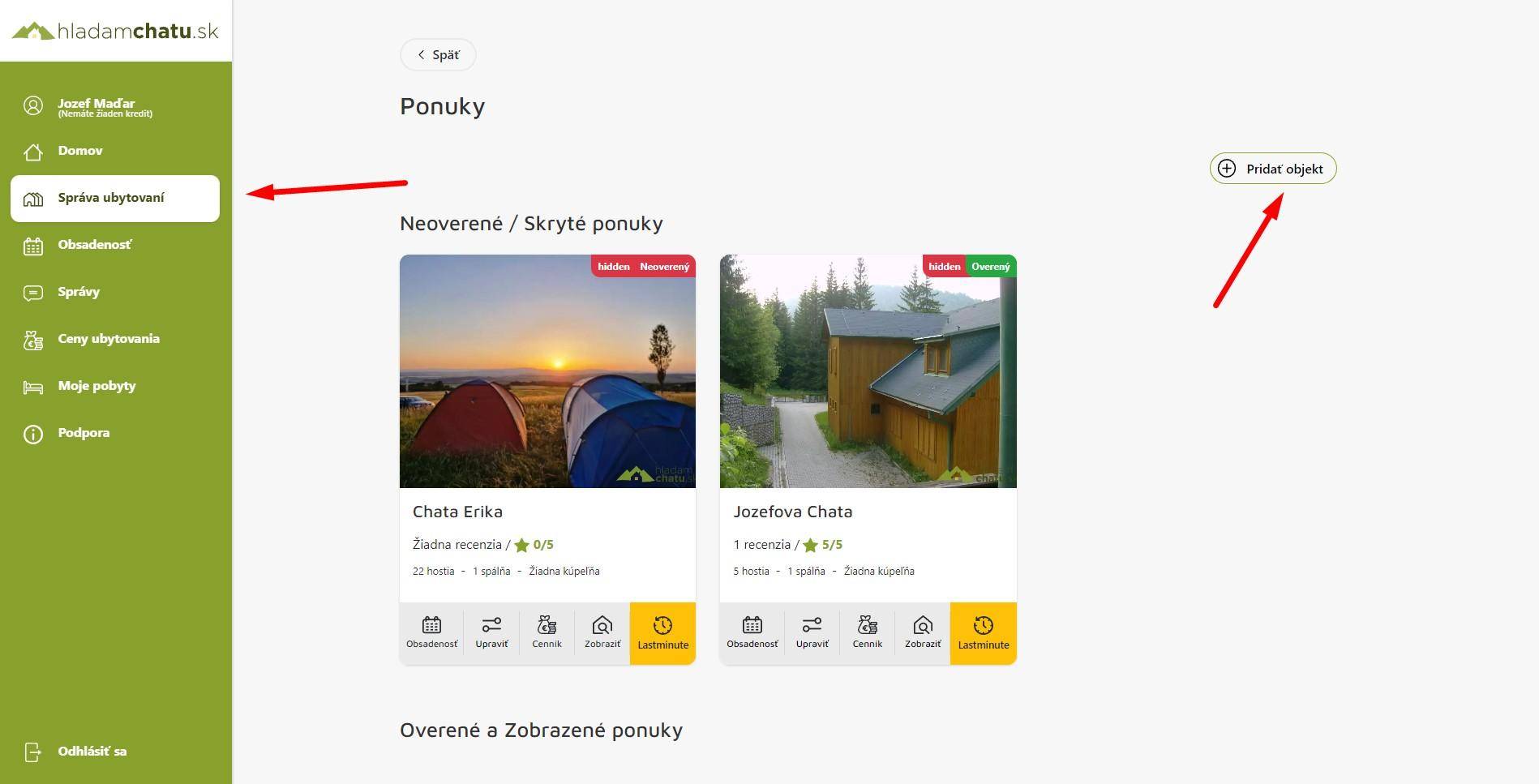 Pridanie objektu
