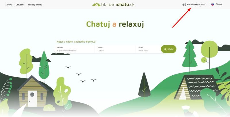Klepnout na položku Přihlásit/Registrovat